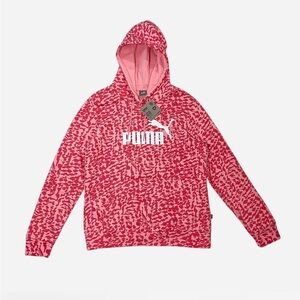 Puma pink and red pattern hoodie with white logo